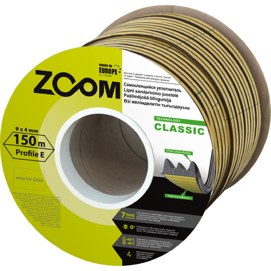 Самоклеящийся уплотнитель ZOOM Classic E (коричневый; 150 м) 02-2-4-111