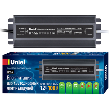 Блок питания Uniel 100A67 12V IP67 UET-VAF UL-00007576