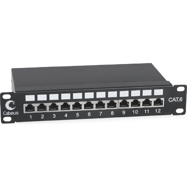 Патч-панель Cabeus, установочный размер 236 мм, 12 портов RJ-45 PL-12-Cat.6 10"-SH-Dual