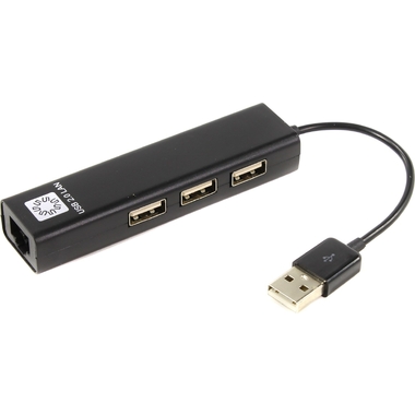 Сетевая карта 3хпортовый USB разветвитель 5bites USB2.0 RJ45 100мегабит 10см UA2-45-06BK