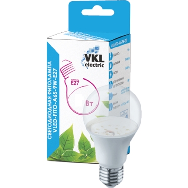 Светодиодная лампа VKL electric VLED-FITO-A65-10W-E27 220V пластик 1155781