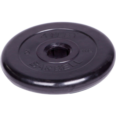 Обрезиненный диск Barbell Atlet d 51 мм, чёрный, 5.0 кг СГ000001047