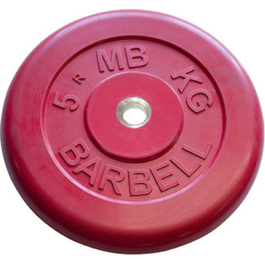 Обрезиненный диск Barbell d 26 мм, цветной, 5.0 кг 404