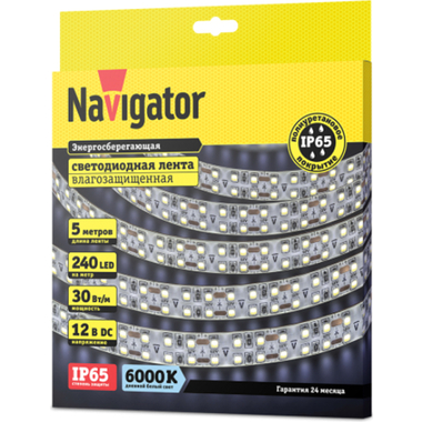 Светодиодная лента Navigator NLS-2835CW240-30-IP65-12V 14464