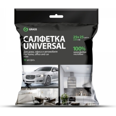 Салфетка микрофибра Grass 220 г/м 25х25, 10 шт. УПАК IT-0459