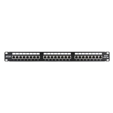 Коммутационная панель NETLAN EC-URP-24-SD2 19", 1U, 24 порта, Кат.5e (Класс D), 100МГц, RJ45/8P8C, 110/KRONE, T568A/B, экранированная, черная EC-URP-24-SD2_ПУ