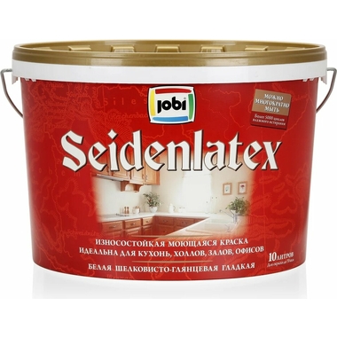 Износостойкая краска для стен и потолков JOBI SEIDENLATEX 10 л 11910