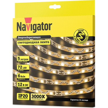 Светодиодная лента Navigator NLS-2835WWST72-6-IP20-12V 14471