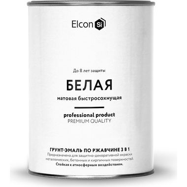 Грунт - эмаль по ржавчине Elcon 3 в 1 матовая, белая, 0.8 кг 00-00462295