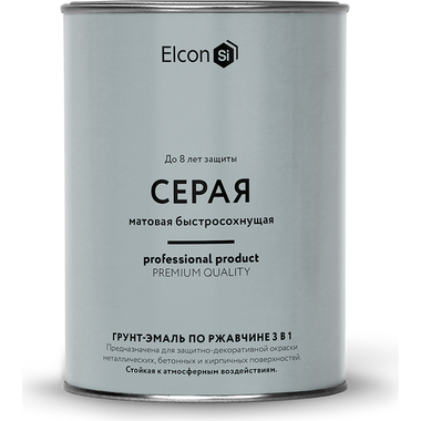 Грунт - эмаль по ржавчине Elcon 3 в 1 матовая, серая, 0.8 кг 00-00462297