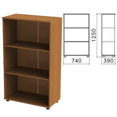 Шкаф (стеллаж) "Монолит", 740х390х1250 мм, 2 полки, цвет орех гварнери, ШМ51.3 MONOLITH
