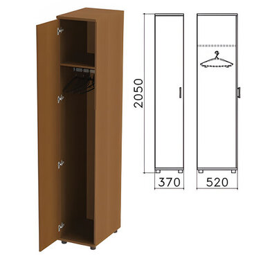 Шкаф для одежды "Монолит", 370х520х2050 мм, цвет орех гварнери, ШМ52.3 MONOLITH