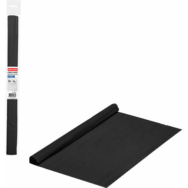 Гофрированная креповая плотная бумага BRAUBERG 32 г/м, черная, 50x250 см, в рулоне 112530