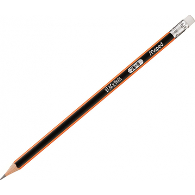 Чернографитный карандаш Maped трехгранный 2B с ластиком, 851722 994914
