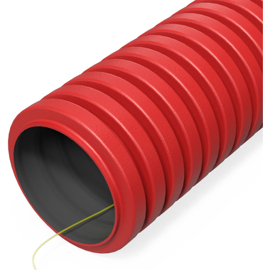Гибкая гофрированная двустенная труба ПНД Промрукав тип 450 SN29 с зондом красная d40 50м PR15.0253