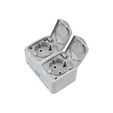 Розетка Kranz Mini OG 2 Sockets IP54 с заземлением Grey KR-78-0806