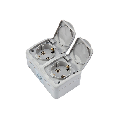 Розетка Kranz Mini OG 2 Sockets IP54 с заземлением Grey KR-78-0804