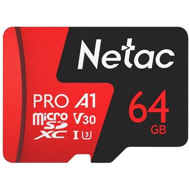 Флеш карта MicroSDHC 64Gb Netac P500 Extreme Pro up to 100MB/s pack with SD Adapter (NT02P500PRO-064G-R)