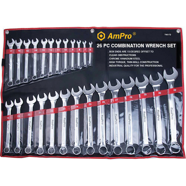 Набор ключей AmPro комбинированных, 26 предметов 6-32мм, T40172