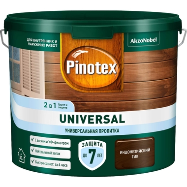 Пропитка 2 в 1 Pinotex UNIVERSAL индонезийский тик, 2,5 л 5620683