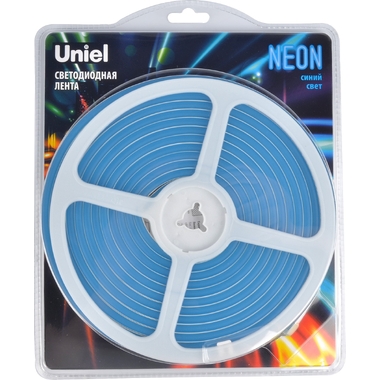 Гибкая светодиодная лента Uniel. NEON ULS-N01-2835-120LED/m-6mm-IP67-DC12V-9W/m-5M-BLUE UL-00009085