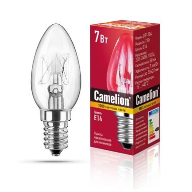 Лампа CAMELION DP-704 (Зап.лампа накаливания для ночников, прозрачная, BL-4, 220V, 7W, Е14)