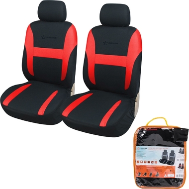 Чехлы для сидений AIRLINE универсальные, RS-3+, передние, 2 шт., 4 предмета,, велюр, черный/красный ACS-VP-03
