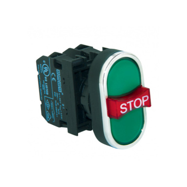 3-я нажимная кнопка Emas с аварийной кнопкой STOP, зелёная, 250В, AC, 4А B121B30YY