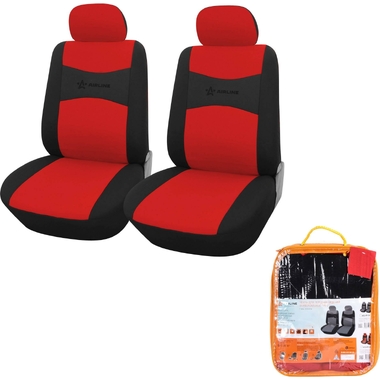 Чехлы для сидений AIRLINE универсальные, RS-2, передние, 2 шт., 4 предмета, полиэстер, черный/красный ACS-PP-08