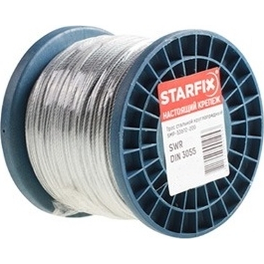 Стальной трос STARFIX в ПВХ, SWR М2, PVC М3, DIN 3055, бухта 200 м SMP-53703-200