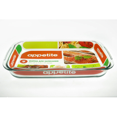 Стеклянная прямоугольная форма appetite 39x23x5 см 2.9 л PL4