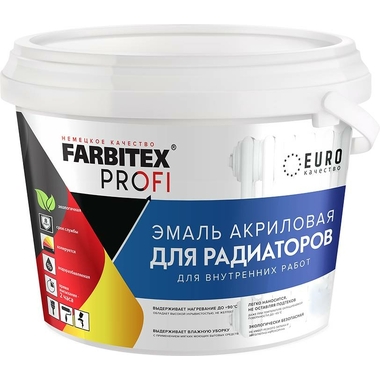 Акриловая эмаль для радиаторов Farbitex 0.9 л 4300009498