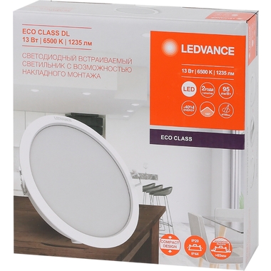 Светодиодный светильник даунлайт LEDVANCE ECOCLASS DL 13W 865 WT IP44 10x1RETRU LEDV 4058075656673