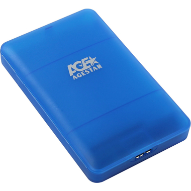 Внешний корпус AgeStar USB 3.0 2.5" SATAIII HDD/SSD, USB 3.0, пластик, синий, 3UBCP3 (BLUE)