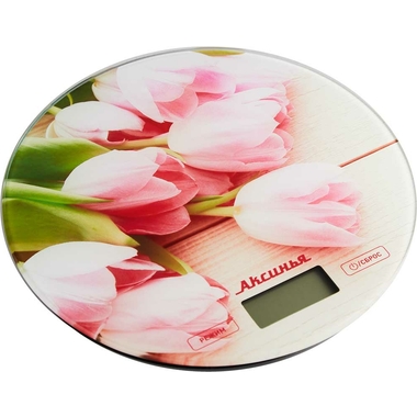 Настольные электронные весы Аксинья КС-6503 Розовые тюльпаны