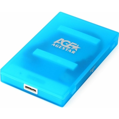 Внешний корпус AgeStar USB 3.0 2.5" SATAIII HDD/SSD, USB 3.0, пластик, синий, 3UBCP1-6G (BLUE)