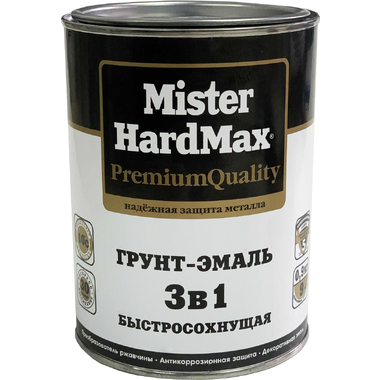 Быстросохнущая грунт-эмаль 3 в 1 HardMax MISTER (черная; банка 0,9 кг) 4690417094837