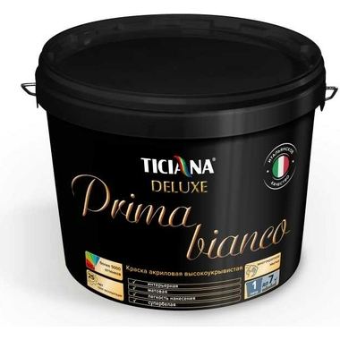 Акриловая краска TICIANA DELUXE Prima Bianco высокоукрывистая, база С, 0.9 л 4300005249