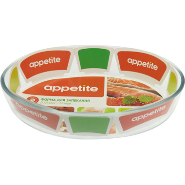 Стеклянная овальная форма appetite 35x24x6 см 3.2 л PL10