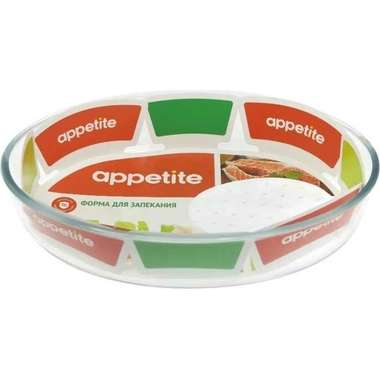 Стеклянная овальная форма appetite 30x21x6 см 2.4 л рифленое дно PLD11