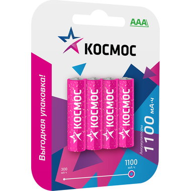 Аккумулятор КОСМОС R03 1100mAh Ni-MH 4 на блистере KOCR03NIMH1100mAh4BL