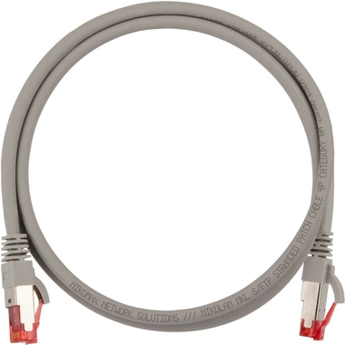 Шнур NIKOMAX Slim Line S/FTP 4 пары, Кат.6a, 2м NMC-PC4SA55B-020-SL-C-GY