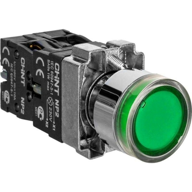 Кнопка управления CHINT NP2-BW3361 1НО зеленый AC/DC 230В(LED) IP40 573831