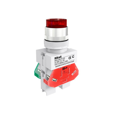 Кнопочный выключатель Dekraft ВК22-ABLFP-RED-LED-24 25070DEK