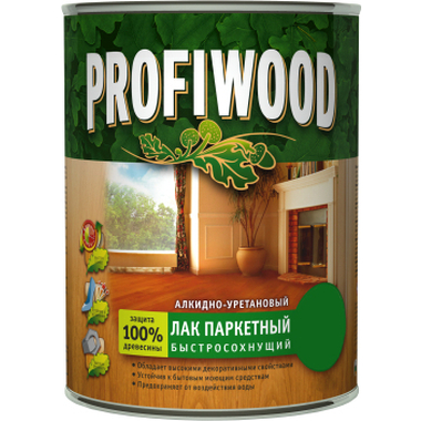 Алкидно-уретановый паркетный лак PROFIWOOD (быстросохнущий; глянцевый; 0.8 л; 0.7 кг) 6309