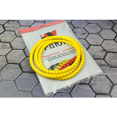 Защитная пластиковая спираль Урдюга d16мм желтая пакет 2м URСП16Ж02