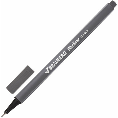 Ручка BRAUBERG капиллярная линер Aero СЕРАЯ трехгранная металлич. наконечник 04мм 142258
