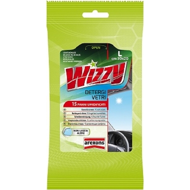 Салфетки для чистки стекол больших размеров AREXONS WIZZY DETERGI VETRI 6 LINGUE 15 шт. 1932M