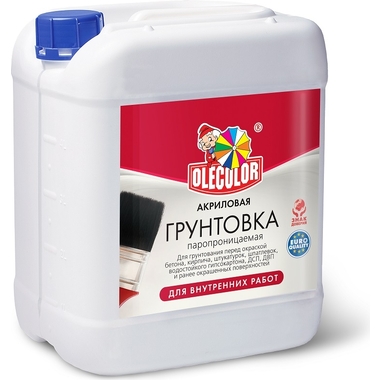 Акриловая грунтовка OLECOLOR для внутренних работ, 3 кг 4300000058