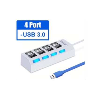 USB-хаб SMARTBUY USB 3.0 хаб + выкл., 4 порта, белый SBHA-7304-W